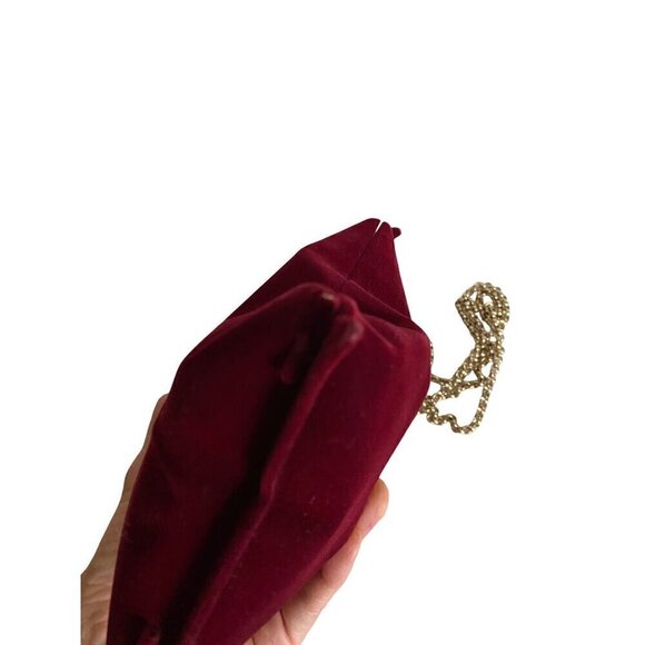 Anya Hindmarch Flocked Crisp Packet Clutch Crossbody Medium Red Burgundy Chain - Picture 11 of 16